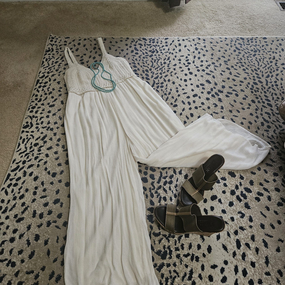 Elegant White Maxi Dress with Black Sandals